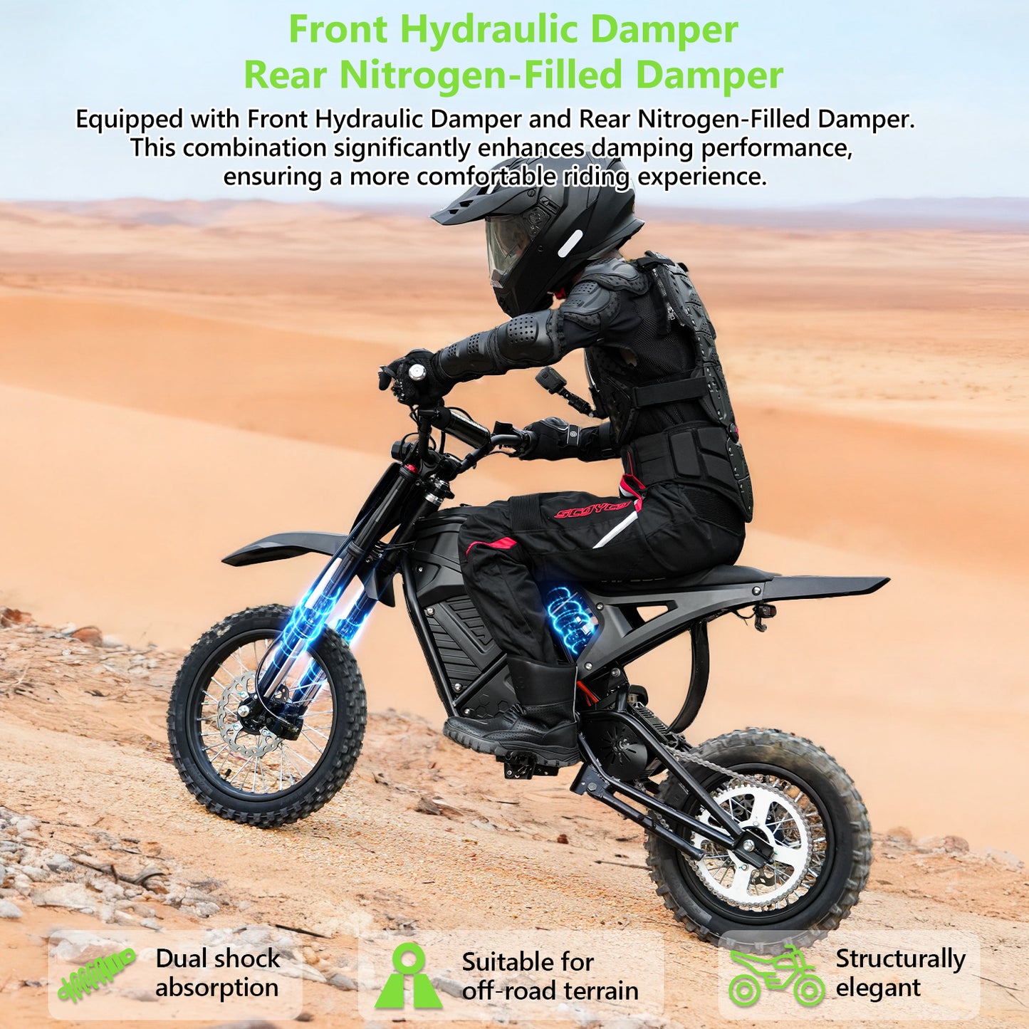 Joyracer 48V 3500W Electric Dirt Bike 39 mph 43 mi Range Lithium Battery Dual Shock 14/12 inch Tires Adult Off-Road Motorcycle