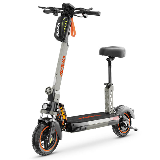 Joyracer 700W Motor Electric Scooter With Seat for Adults, Max 19 Mile & 28 MPH, Front and Rear Disc Brakes, 10" Off-Road Air Tires, Foldable Electric Scooter