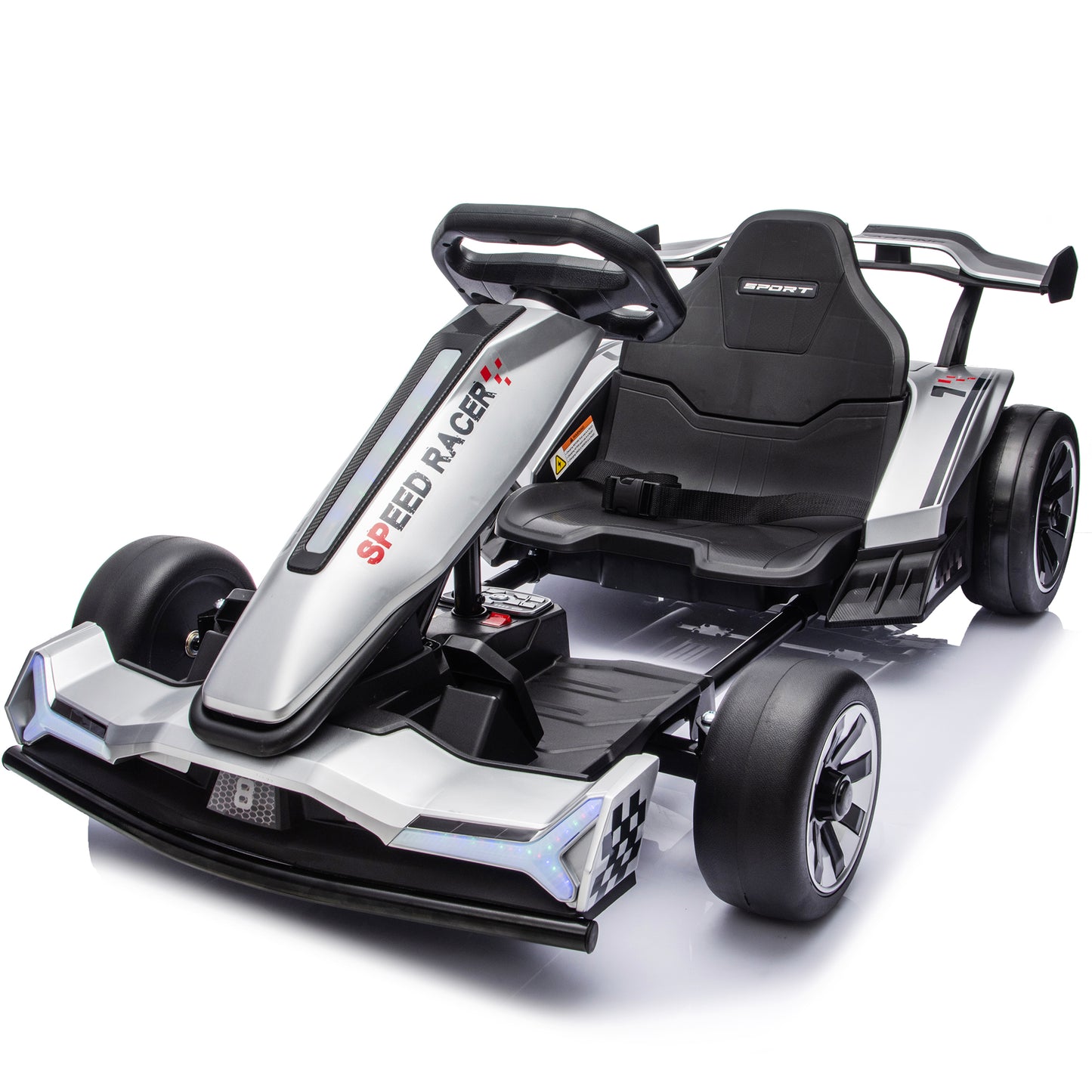 Joyracer 24V 10Ah Electric Go Kart Kids 6-12, Dual 400W Motors 360° Drift Car, Adjustable Length, Bluetooth LED, 2601