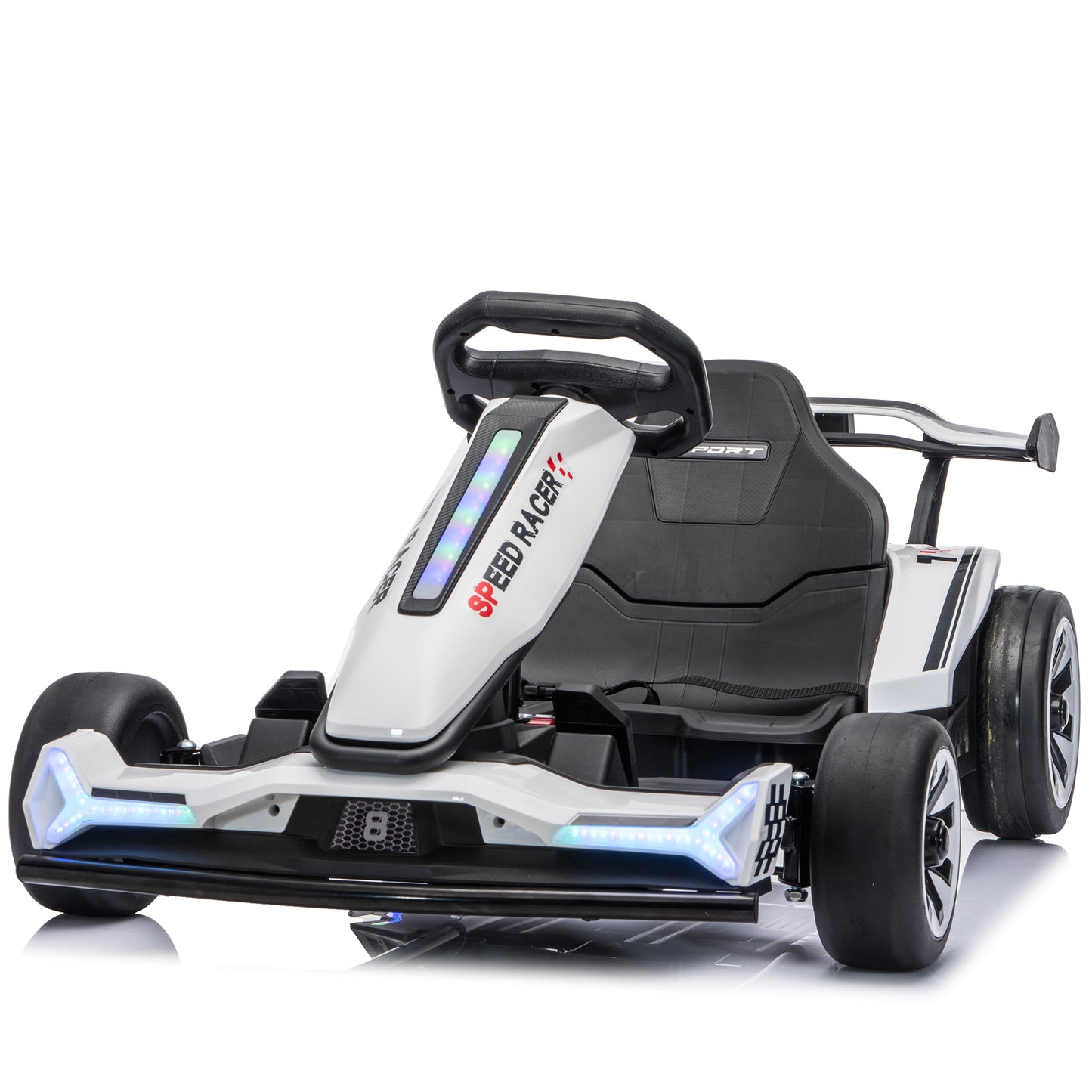 Joyracer 24V 10Ah Electric Go Kart Kids 6-12, Dual 400W Motors 360° Drift Car, Adjustable Length, Bluetooth LED, 2601