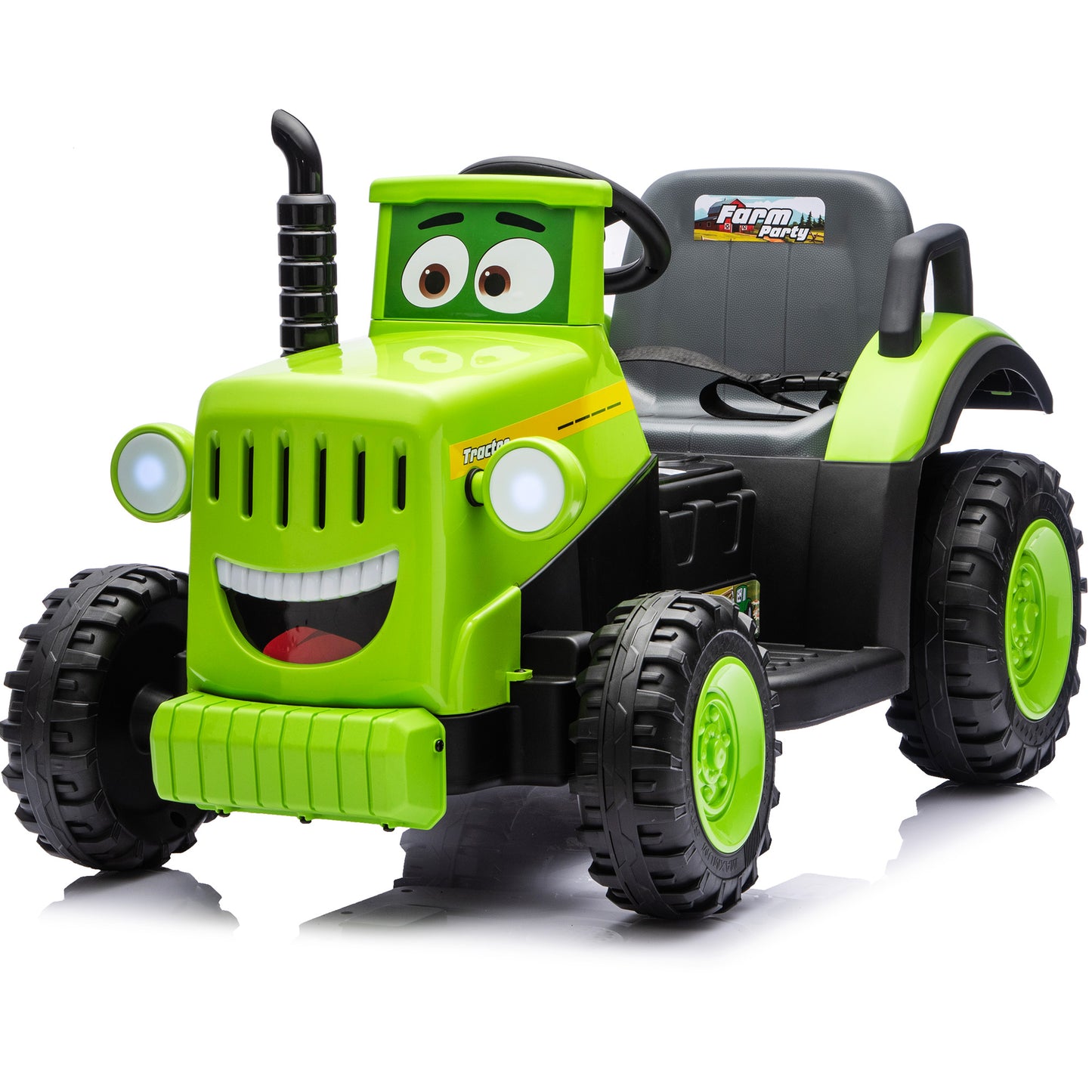 Joyracer 12 Volt Ride on Toys, Cute Ride On Tractor for Toddlers, Power Car Wheels with LED Lights, Music, Horn, Safety Belt, Green