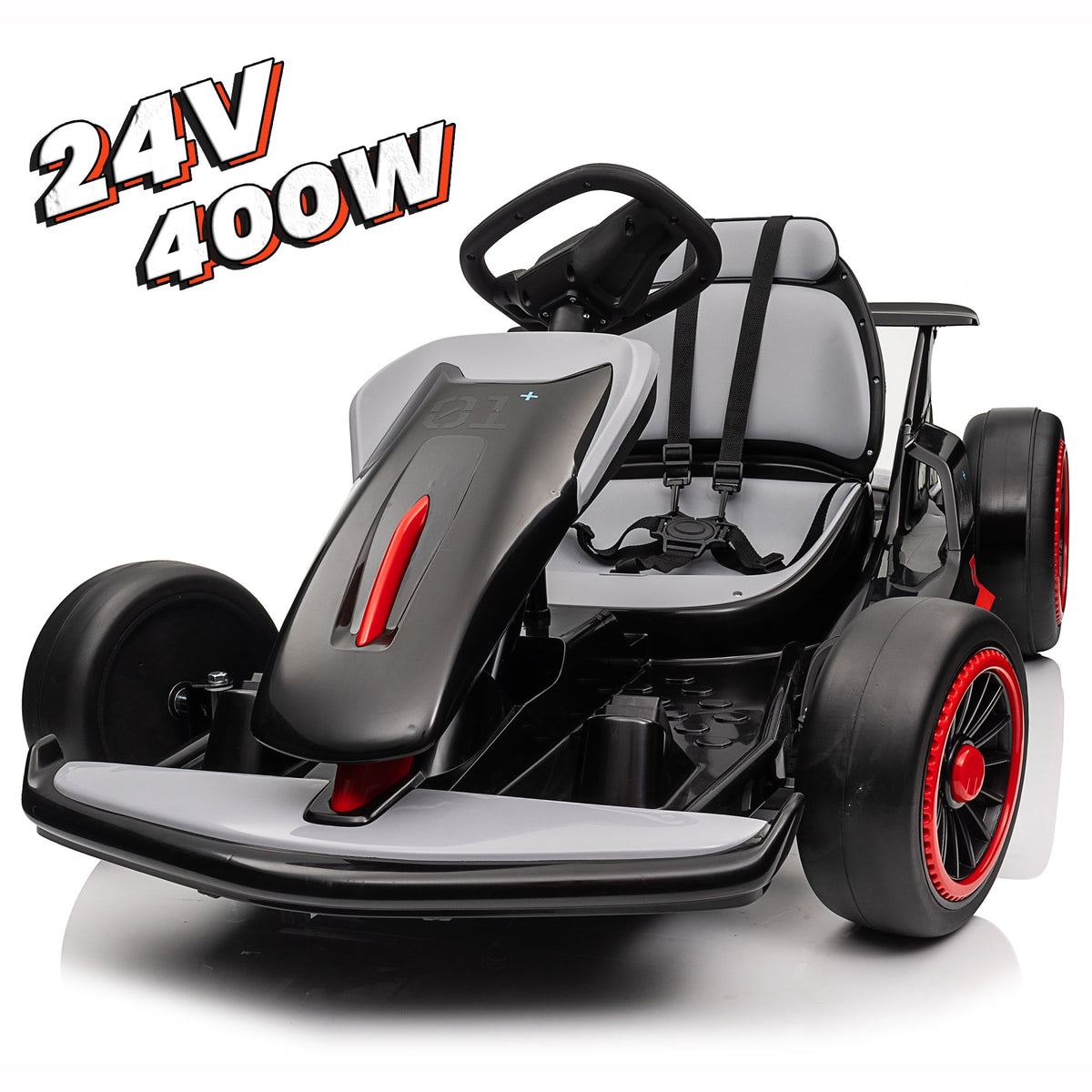 Joyracer 24V Ride on Toys, Kids Electric Go Kart 400W Motor Power Car Wheel for Kids, Spray, 6-9MPH, Gravity Steering, Outdoor Toys, Bluetooth/Music, Age 6+, 88