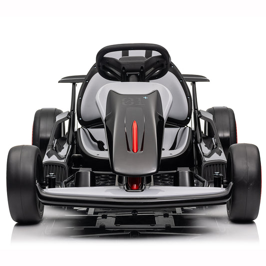 Joyracer 24V Go Kart for Kids, 7A Battery Powered Ride on Car for Teens Ages 6+, Outdoor Ride on Toys, High-Low Speed 5-9MPH, Accelerator/Brake Pedal, 360°Drifting, Wear-Resistant Wheels, Black