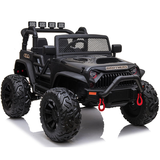 Joyracer 2WD 24V Kids Ride On Truck Car with Remote Control & 2 Seater, 2* 200W Motor,9 AH Battery Powered Toy Car with Spring Suspension, 3 Speeds,LED Lights,Bluetooth Music for Girl Boy Black