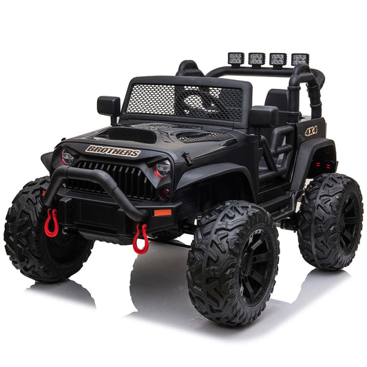 Joyracer 4x4 24V Kids Ride on Truck Car with Remote Control & 2 Seater, 800W Motor, 9 AH Battery Powered Toy Car with Spring Suspension,3 Speeds,LED Lights, Bluetooth Music for Girl Boy Black