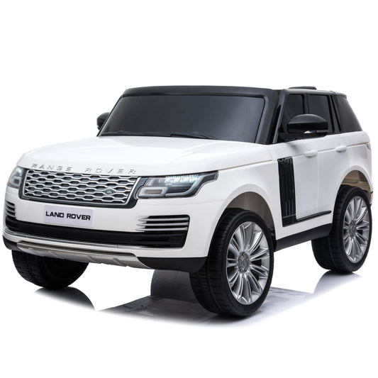 Licensed Land Rover 24V Kids Ride On Car Toy with 2 Seater & Remote Control, 2*240W Powerful Motor, 3 Speeds, Radio, Bluetooth USB MP3 Player, White