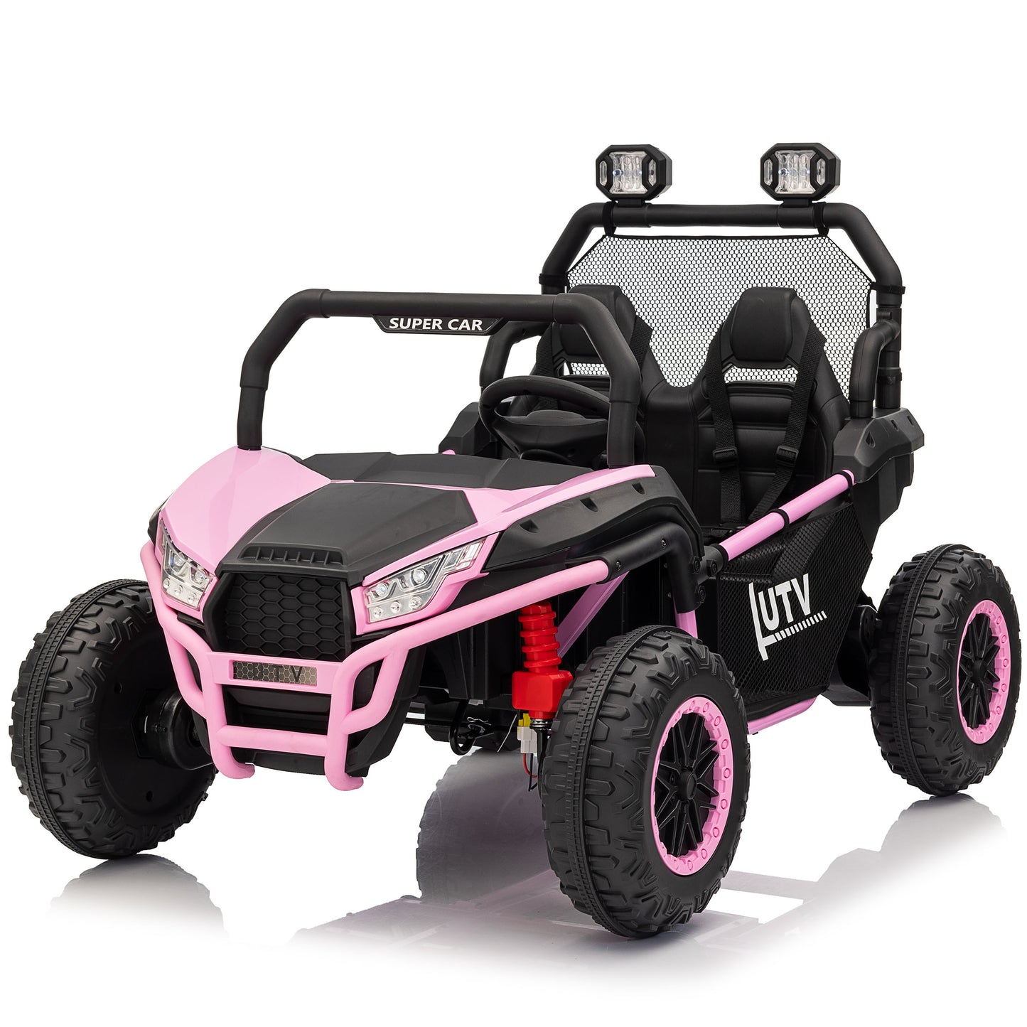 Joyracer 24 Volt Ride on Toys with Remote, Metal Frame Electric Powered off-Road UTV with 2 XL Seater, 4x200W 5MPH Max, 4WD/2WD Switchable, 3 Speeds, Bluetooth, Storage, Pull Bow for Gift