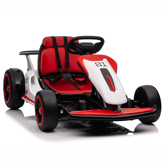 Joyracer 24V Go Kart for Kids, 7A Battery Powered Ride on Car for Teens Ages 6+, Outdoor Ride on Toys, High-Low Speed 5-9MPH, Accelerator/Brake Pedal, 360°Drifting, Wear-Resistant Wheels, Red