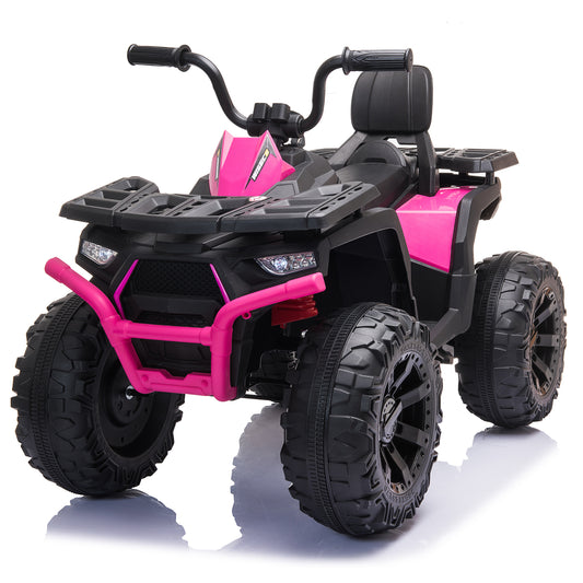 24V Kids Ride On ATV with 2 Seater,2* 200W Motor 9AH Battery Powered Electric Vehicle w/ LED Lights,High & Low Speed,Music,Spring Suspension,Ride on Car 4 Wheeler Quad for Boys & Girls,Rose Red