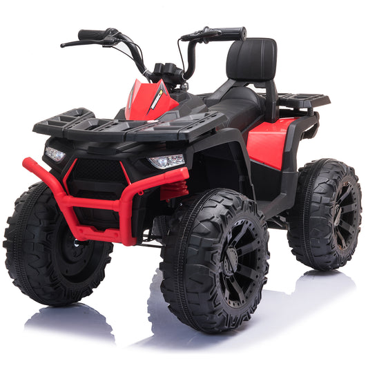 2 Seater ATV Quad 24V Kids Ride On Car 4 Wheelers with 2*200W Motor 9AH Battery Powered, LED Lights,High & Low Speed,Music,Spring Suspension for Girl Boy Red