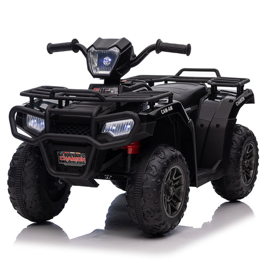 12V Kids Ride on ATV Quad Electric 4-Wheeler Car Toy w/ LED Lights USB/MP3 Music for Girls Boys Black