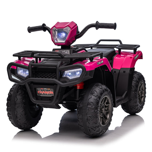 12V Kids 4-Wheeler ATV Quad Ride On Toy Car w/ USB/MP3 Music LED Lights for Girls Boys Rose Pink