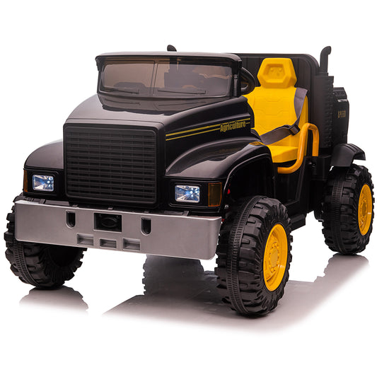 24V Kids Ride On Tractor Car with Remote Control & 2 Seater, 400W Motor, 9 AH Battery Powered Ride On Toy Farm Truck Motorized Vehicle with Dump Bed, 3 Speeds,LED Lights, Bluetooth Music Black