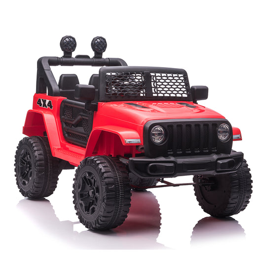 12V Electric Kids Ride On Car Truck with Parent Remote Control,Battery Powered 3 Speeds Ride-on Motorized Cars w/ LED Lights,Spring Suspension for Girl Boy Red
