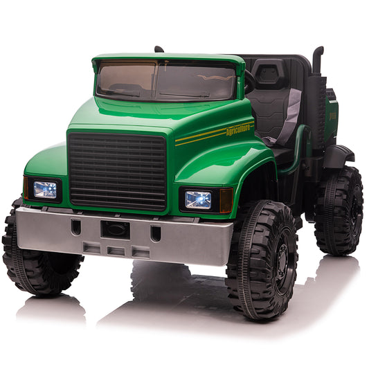 24V Kids Ride On Tractor Car with Remote Control & 2 Seater, 400W Motor, 9 AH Battery Powered Ride On Toy Farm Truck Motorized Vehicle with Dump Bed, 3 Speeds,LED Lights, Bluetooth Music Green