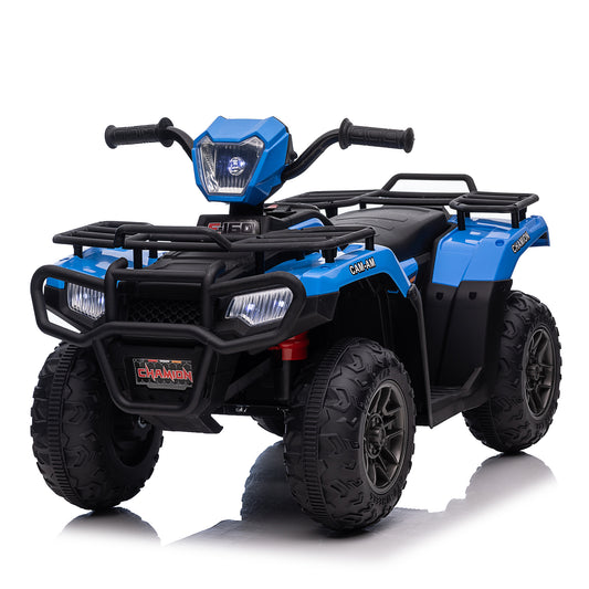 12V Kids Ride on ATV Quad Electric 4-Wheeler Car Toy w/ LED Lights USB/MP3 Music for Girls Boys Blue