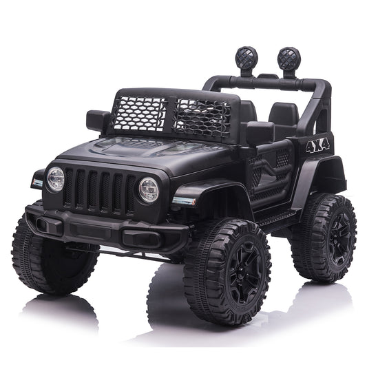 12V Electric Kids Ride On Car Truck with Parent Remote Control,Battery Powered 3 Speeds Ride-on Motorized Cars w/ LED Lights,Spring Suspension for Girl Boy Black