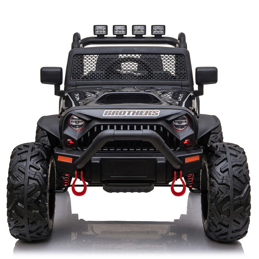 24V Kids Ride On Truck Car with Remote Control & 2 Seater,400W Motor, 9 AH Battery Powered Toy Car with Spring Suspension, 3 Speeds,LED Lights, Bluetooth Music for Girl Boy Black