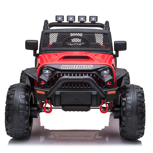 24V Kids Ride On Truck Car with Remote Control & 2 Seater,400W Motor, 9 AH Battery Powered Toy Car with Spring Suspension, 3 Speeds,LED Lights, Bluetooth Music for Girl Boy Red