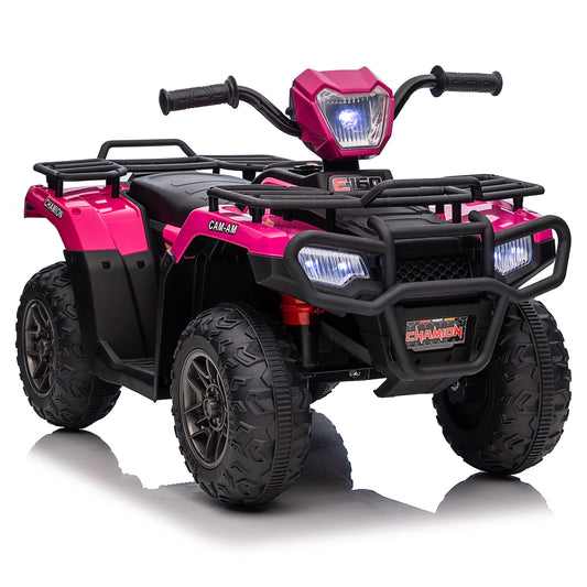 12V Kids 4-Wheeler ATV Quad Ride On Toy Car w/ USB/MP3 Music LED Lights for Girls Boys Rose Pink