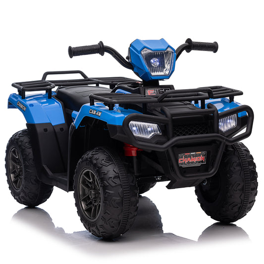 12V Kids 4-Wheeler ATV Quad Ride On Toy Car w/ USB/MP3 Music LED Lights for Girls Boys Blue