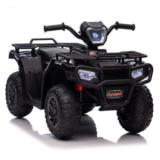 12V Kids 4-Wheeler ATV Quad Ride On Toy Car w/ USB/MP3 Music LED Lights for Girls Boys Black