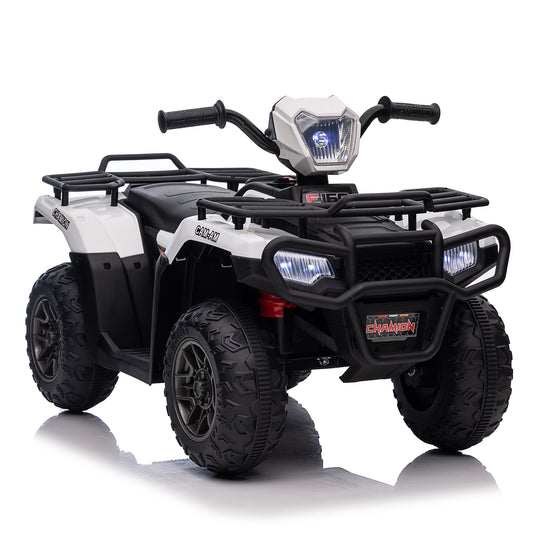 12V Kids 4-Wheeler ATV Quad Ride On Toy Car w/ USB/MP3 Music LED Lights for Girls Boys White