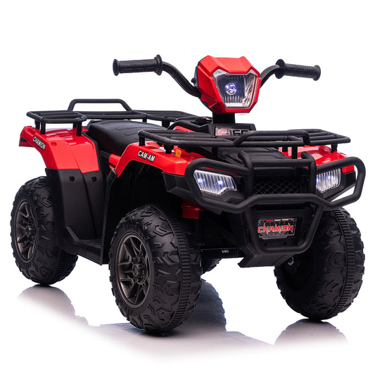 12V Kids 4-Wheeler ATV Quad Ride On Toy Car w/ USB/MP3 Music LED Lights for Girls Boys Red