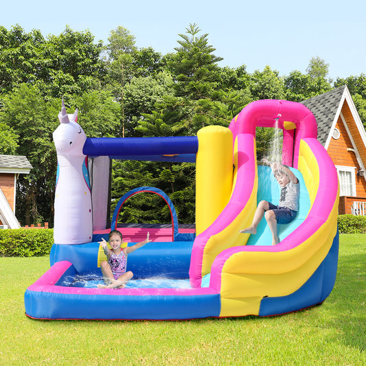 Bounce House,Inflatable Bouncer with Blower,Inflatable Jumping Castle with Slide,420D+840D Oxford Cloth