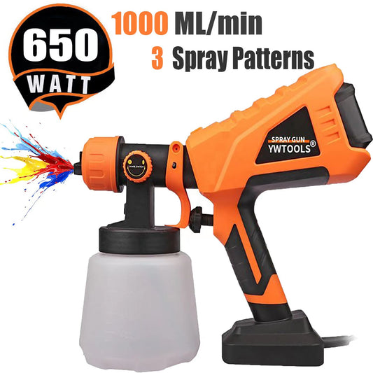 Anrli Electric Paint Sprayer 650W Spray Gun with 1000ml Large Containers and 3 Spray Patterns for Inside Outside