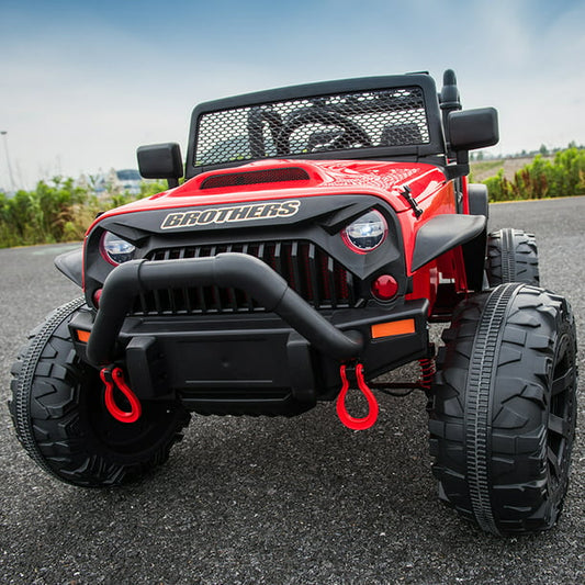 2 Seater 24V Kids Ride On Truck Car with Remote Control, 2* 200W Motor,9 AH Battery Electric Powered Ride On Toy with Spring Suspension, 3 Speeds, LED Lights, Bluetooth for Girl Boy Red