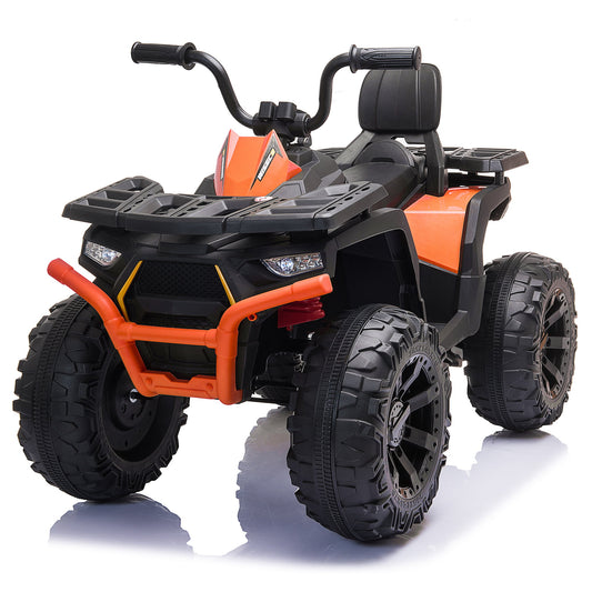 24V Kids Ride On ATV with 2 Seater,2* 200W Motor 9AH Battery Powered Electric Vehicle w/ LED Lights,High & Low Speed,Music,Spring Suspension,Ride on Car 4 Wheeler Quad for Boys & Girls,Orange