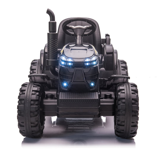 24V Kids Ride on Tractor with Trailer & Remote Control, 400W Strong Engine, 9 AH Battery Powered Ride On Toy, 3 Speeds, LED Lights, MP3/USB Music Black