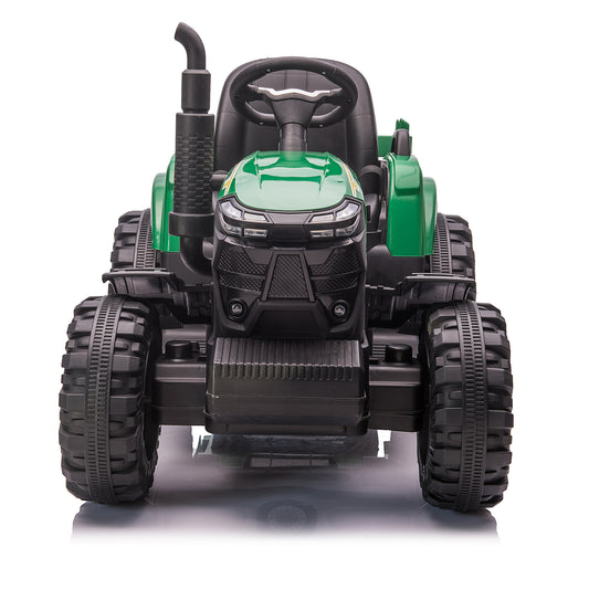 24V Kids Ride on Tractor with Trailer & Remote Control, 400W Strong Engine, 9 AH Battery Powered Ride On Toy, 3 Speeds, LED Lights, MP3/USB Music Green