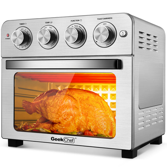 Anrli Air Fryer Toaster Oven,6 Slice 24.5 QT Convection Airfryer Countertop Oven with 4 Cooking Accessories,Silver,1700W