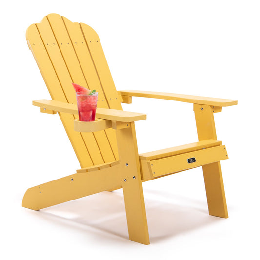 AnrLi Adirondack Chair,Plastic Wood Patio Chairs Lawn Chair with Cup Holder for Garden Outdoor Lawn Deck Backyard Porch